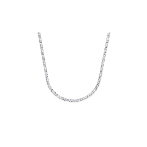 Tennis-Halskette Zirkonia Weiß – Silber 925/000, Rhodiniert