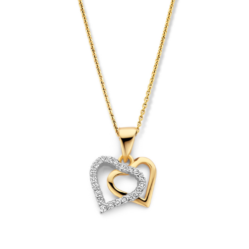 Collier mit Anhänger Herzen – Silber 925/000, vergoldet