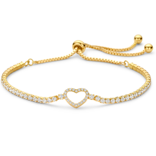 Armband Herz mit 68 Zirkonia – Silber 925/000, vergoldet oder rhodiniert