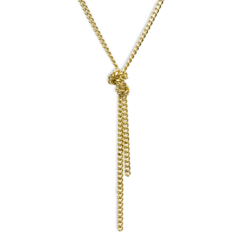 Y-Collier Silber 925 / 18 ct. vergoldet „Golden Knot“