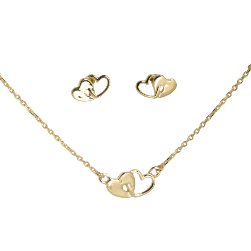 Set Collier & Ohrstecker Herz – Damen 925 Sterling Silber, rhodiniert oder vergoldet