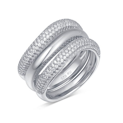 3er Damenring Zirkonia – 925er Silber rhodiniert