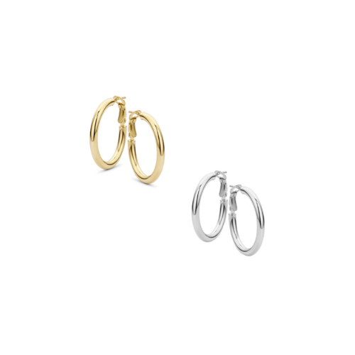 Creolen Hochglanz Damen Ø 38 mm Silber 925/000 – Vergoldet oder Rhodiniert