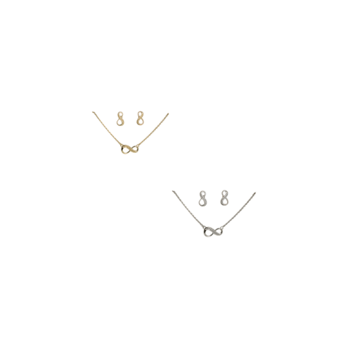 Set Collier & Ohrstecker „Endless“ Silber 925 vergoldet / rhodiniert – Anhänger 11,5 x 6,2 mm, Ohrstecker 4,8 x 9,8 mm, inkl. Geschenkbox