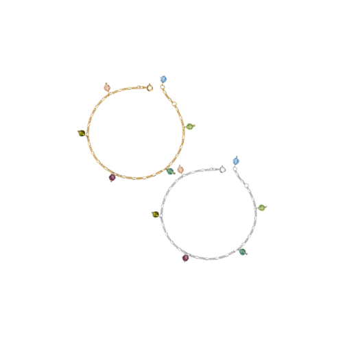 Fußkette mit Swarovski® Kristallen – 925er Silber, Made in Germany