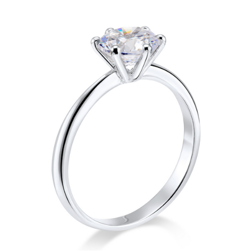 Ring Solitär Glanz mit Zirkonia – Silber 925, rhodiniert