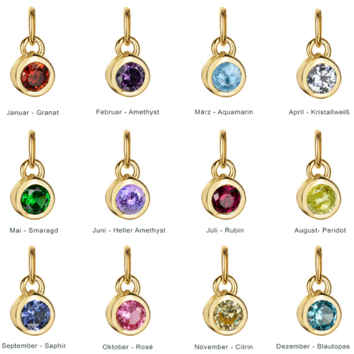 Anhänger Geburtssteine / Monatssteine – Silber 925/000, vergoldet