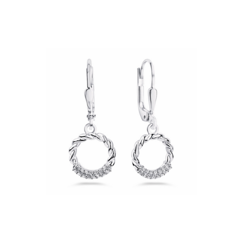 Ohrhänger Twisted mit 30 Zirkonia – 925 Sterling Silber, rhodiniert