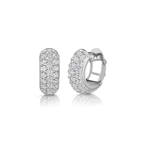 Klappcreolen Silber 925/000 – 44 Zirkonia, rhodiniert, Ø 15,5 mm, 6 mm breit, ca. 6 g, inkl. Geschenkbox