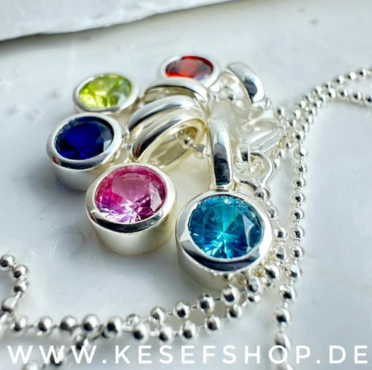 Anhänger Geburtssteine / Monatssteine – 925er Silber, nachhaltig gefertigt