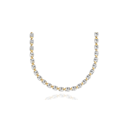 Kugelkette oval Bicolor – Silber 925/000 diamantiert & teilvergoldet