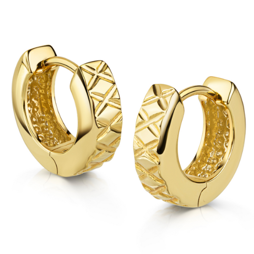 Klappcreolen Gemustert – 18k Vergoldetes 925/- Silber, Damen