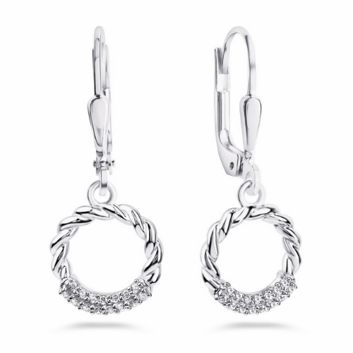 Ohrhänger Twisted mit 30 Zirkonia – 925 Sterling Silber, rhodiniert
