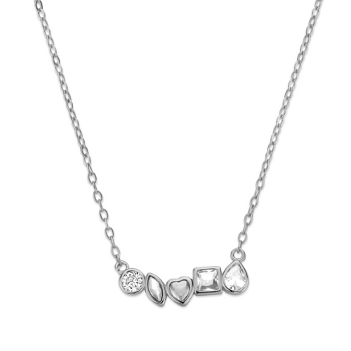 Collier mit 5 Zirkonia – 925/- Silber, vergoldet oder rhodiniert, Damen