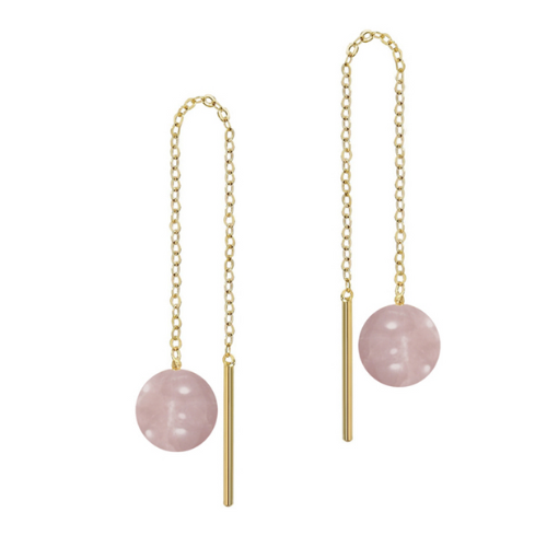 Durchzieher mit echtem Rosenquarz – Gold 333/000, Ø 6 mm, ca. 0,90 g, inkl. Geschenkbox