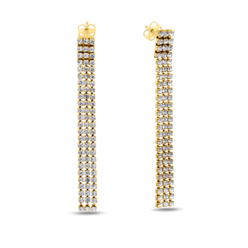 Lovebird Ohrstecker 3-reihig – Edelstahl, 150 Kristalle, IPG 14 kt. vergoldet