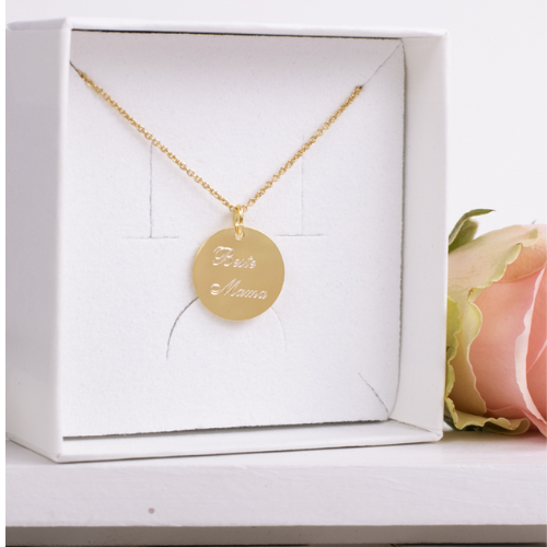 Set Gravurplatte „Beste Mama“ – 925 Sterling Silber oder vergoldet
