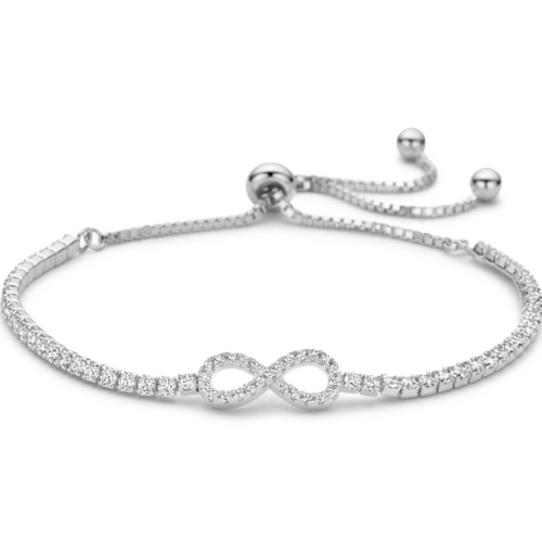 Armband Endless mit 71 Zirkonia – Silber 925/000, vergoldet oder rhodiniert