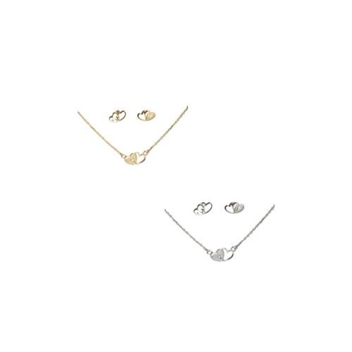 Set Collier & Ohrstecker Herz – Damen 925 Sterling Silber, rhodiniert oder vergoldet