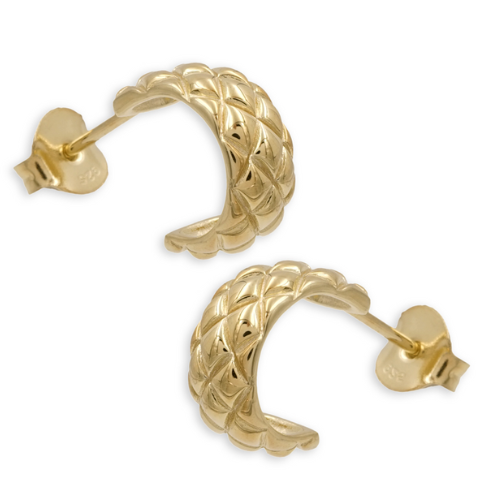 Steckcreolen Gemustert – 925/- Silber, vergoldet oder naturbelassen, Damen