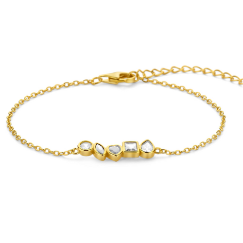 Armband mit 5 Zirkonia – 925er Silber, vergoldet oder rhodiniert – Damen