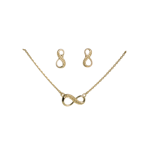 Set Collier &amp; Ohrstecker „Endless“ Silber 925 vergoldet / rhodiniert – Anhänger 11,5 x 6,2 mm, Ohrstecker 4,8 x 9,8 mm, inkl. Geschenkbox