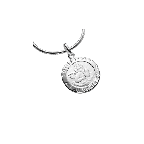Anhänger Schutzengel teilmatt – 925 Sterling Silber, mit Gravur "Gottes Segen auf all deinen Wegen