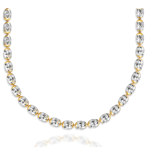 Kugelkette oval Bicolor – Silber 925/000 diamantiert & teilvergoldet