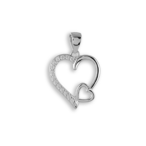 Anhänger Herz mit 14 Zirkonia – Silber 925/000 rhodiniert