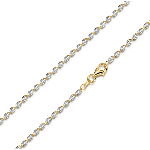Kugelkette oval Bicolor – Silber 925/000 diamantiert & teilvergoldet