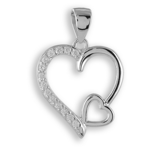 Anhänger Herz mit 14 Zirkonia – Silber 925/000 rhodiniert