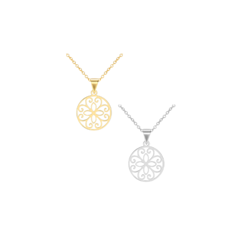 Halskette mit Blüten-Anhänger – Silber 925/000 vergoldet oder rhodiniert