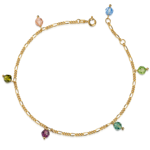 Fußkette mit Swarovski® Kristallen – 925er Silber, Made in Germany