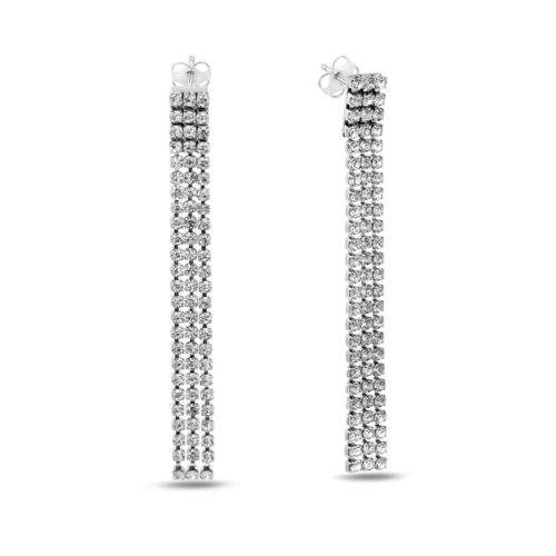 Lovebird Ohrstecker 3-reihig – Edelstahl, 150 Kristalle, IPG 14 kt. vergoldet