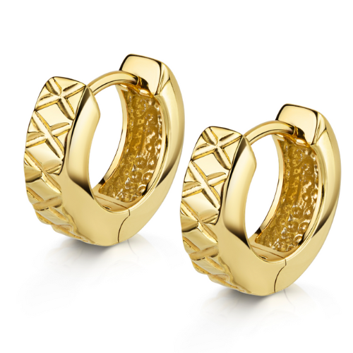 Klappcreolen Gemustert – 18k Vergoldetes 925/- Silber, Damen