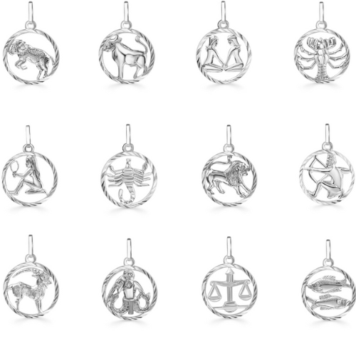 Sternzeichen-Anhänger – 925 Sterling Silber, hochglanz & diamantiert