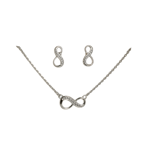 Set Collier &amp; Ohrstecker „Endless“ Silber 925 vergoldet / rhodiniert – Anhänger 11,5 x 6,2 mm, Ohrstecker 4,8 x 9,8 mm, inkl. Geschenkbox