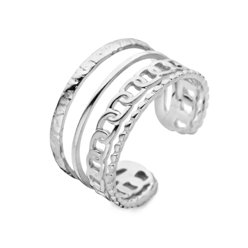 Lovebird Damenring Edelstahl – 4-reihig, 11 mm breit, Ø Gewicht 2,10 g, Gold- oder Silberfarbe, inkl. Geschenkbox