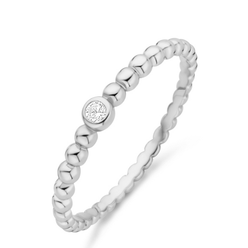 Kugelring mit Zirkonia – 925 Sterling Silber, rhodiniert oder vergoldet