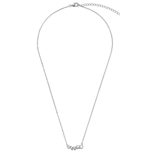Collier mit 5 Zirkonia – 925/- Silber, vergoldet oder rhodiniert, Damen