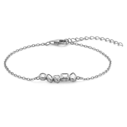 Armband mit 5 Zirkonia – 925er Silber, vergoldet oder rhodiniert – Damen