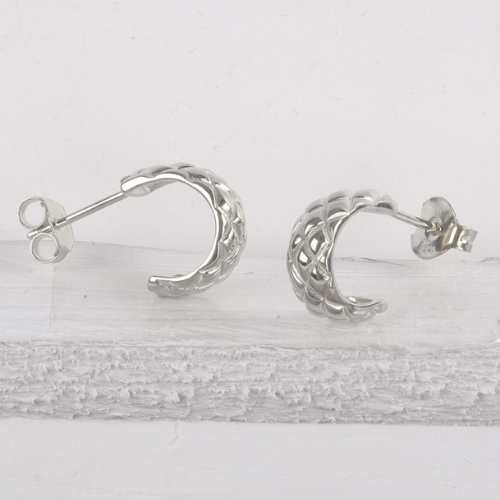 Steckcreolen Gemustert – 925/- Silber, vergoldet oder naturbelassen, Damen