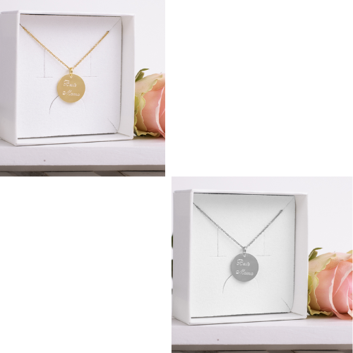 Set Gravurplatte „Beste Mama“ – 925 Sterling Silber oder vergoldet