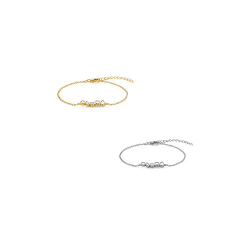 Armband mit 5 Zirkonia – 925er Silber, vergoldet oder rhodiniert – Damen