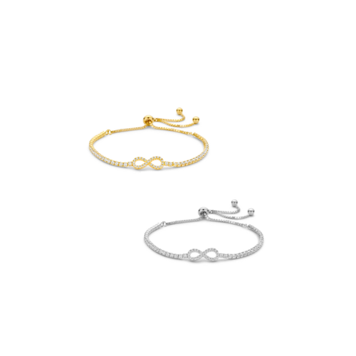 Armband Endless mit 71 Zirkonia – Silber 925/000, vergoldet oder rhodiniert