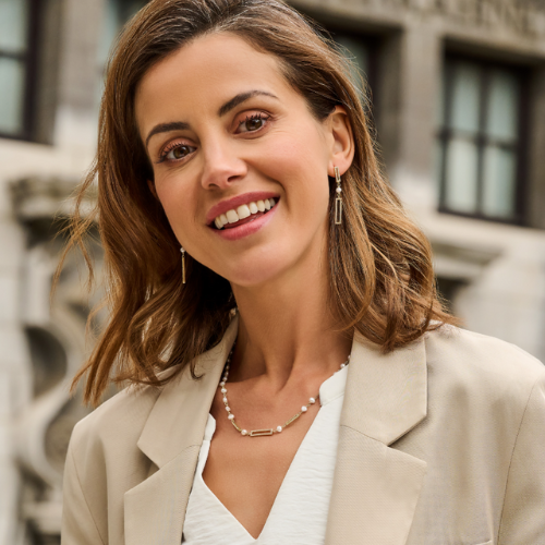 Collier mit Süßwasser-Zuchtperle & 82 Zirkonia – Silber 925/000, vergoldet – Damen