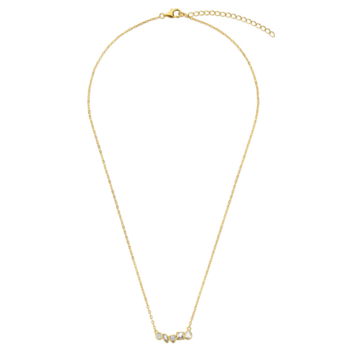 Collier mit 5 Zirkonia – 925/- Silber, vergoldet oder rhodiniert, Damen