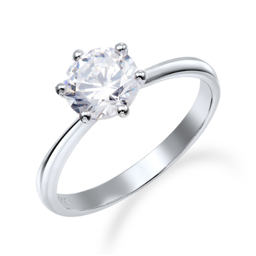 Ring Solitär Glanz mit Zirkonia – Silber 925, rhodiniert