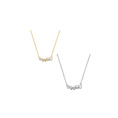 Collier mit 5 Zirkonia – 925/- Silber, vergoldet oder rhodiniert, Damen