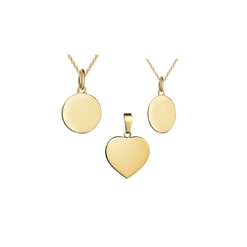 Gravurplatten Silber 925/000 – Rund, Herz & Oval, Vergoldet